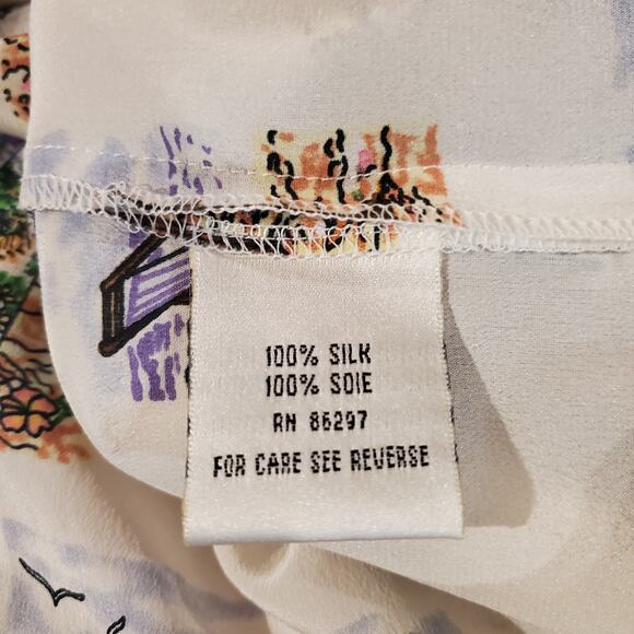 Vtg Tango NWT Womens Tropical Silk Button Shirt Sz S Hawaiian Surf Beach Resort - Picture 12 of 15